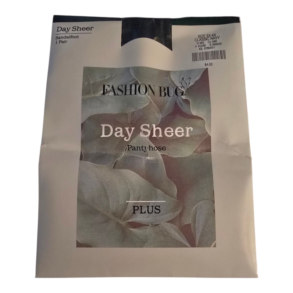 Fashion Bug Day Plus Sheer Pantyhose - Sandalfoot Size 3X-4X